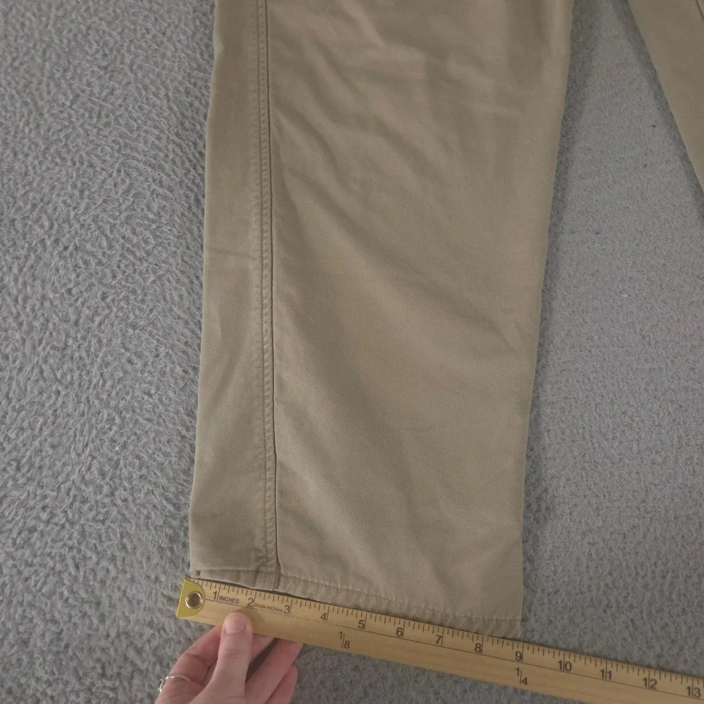 VINTAGE Eddie Bauer Pants Mens 35x32 Tan Straight Leg Flannel Lined Chino 90s